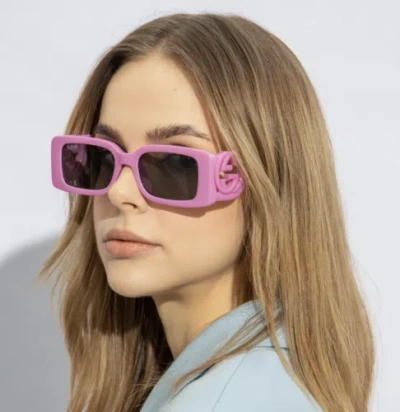 Pre-owned Gucci Gg1325s-006 Pink Sunglasses In Gray