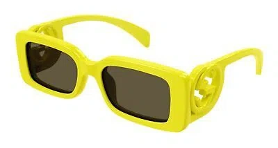 Pre-owned Gucci Gg1325s 007 Yellow Sunglasses In Brown