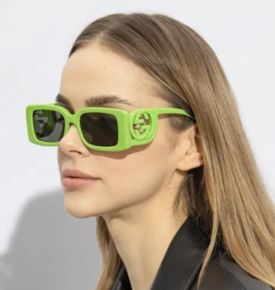 Pre-owned Gucci Gg1325s-009 Green Sunglasses