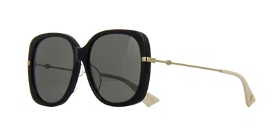 Pre-owned Gucci Gg1325s Black/grey (001) Sunglasses In Gray