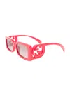 Gucci 'gg1325s' Red Rectangular Sunglasses With Interlocking Gg Cut-out In Shiny Acetate Woman In Multicolor