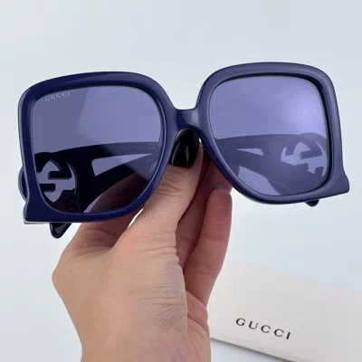 Pre-owned Gucci Gg1326s 006 Violet Silver Mirror Oversized Square Women Sunglasses In Violet / Silver
