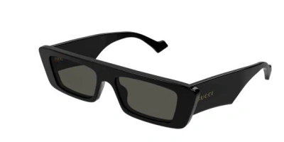 Pre-owned Gucci Gg1331s 001 Black/grey Narrow Rectangular Men's Sunglasses In Gray