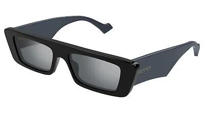 Pre-owned Gucci Gg1331s-005 Rectangle Black - Silver