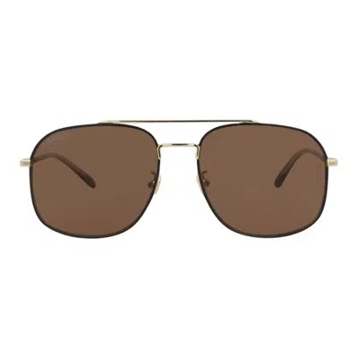 Gucci Gg1351s004 Aviator Full Rim Sunglasses In Brown