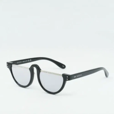 Pre-owned Gucci Gg1368s 001 Black 49-17-145 Sunglasses Authentic In Silver Mirror