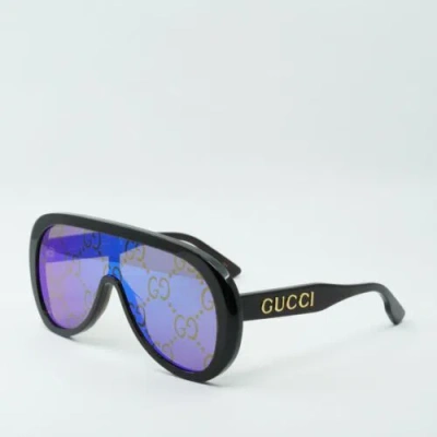 Pre-owned Gucci Gg1370s 002 Havana/blue Mirror With Pattern 99-1-140 Sunglasses