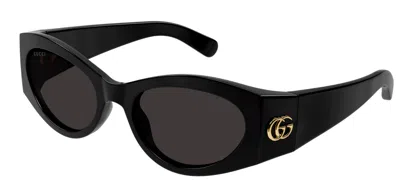 Pre-owned Gucci Gg1401s-001 Black/grey Cat-eye Women's Sunglasses In Gray