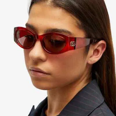 Pre-owned Gucci Gg1401s-003 Burgundy Sunglasses In Brown