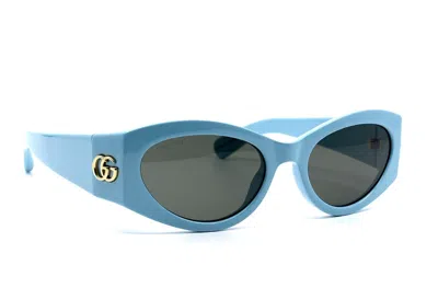 Pre-owned Gucci Gg1401s 004 Light Blue Grey Authentic Sunglasses 53-19 In Gray