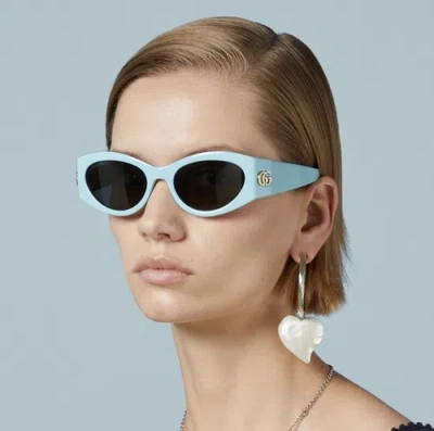 Pre-owned Gucci Gg1401s-004 Light Blue Sunglasses In Gray