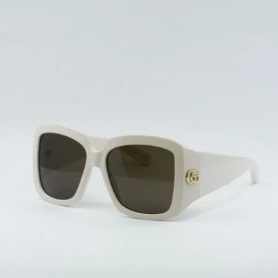 Pre-owned Gucci Gg1402s 004 Ivory/brown 55-16-130 Sunglasses