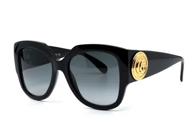 Pre-owned Gucci Gg1407s 001 Black Grey Women's Authentic Sunglasses 54-19-140 In Gray