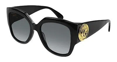 Pre-owned Gucci Gg1407s-001 Black Sunglasses In Gray