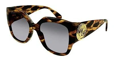 Pre-owned Gucci Gg1407s-002 Havana Sunglasses In Gray
