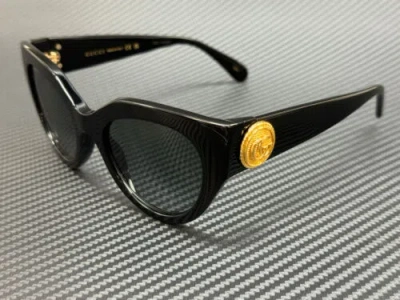 Pre-owned Gucci Gg1408s 001 Black Grey Gradient Unisex Large 52 Mm Sunglasses In Gray