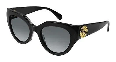 Pre-owned Gucci Gg1408s-001 Black Sunglasses In Gray