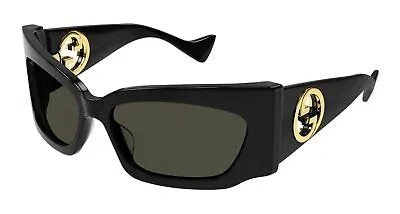 Pre-owned Gucci Gg1412s-001 Black Sunglasses In Gray