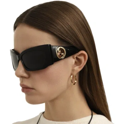 Pre-owned Gucci Gg1412s-001 Black Sunglasses In Gray