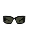 Gucci Gg1412s 001 Wrap Sunglasses In Black-black-grey