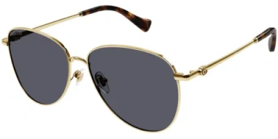 Pre-owned Gucci Gg1419s-001-60 Gold Grey In Gray