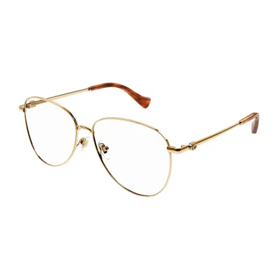 Gucci Gg1419s004 Gold-tone Aviator Eyeglasses In Black