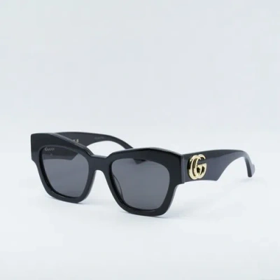Pre-owned Gucci Gg1422s 001 Black/grey 55-19-145 Sunglasses In Gray