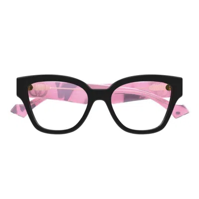 Gucci Gg1424o005 Cat-eye Black With Pink Camouflage Eyeglasses In Multi