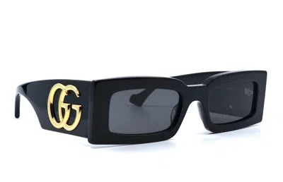Pre-owned Gucci Gg1425s 001 Black Grey Authentic Sunglasses 53-21 In Gray