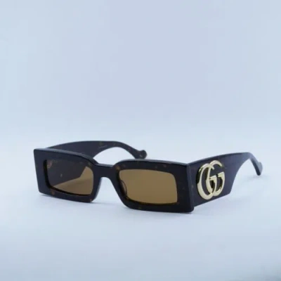 Pre-owned Gucci Gg1425s 002 Dark Havana/brown 53-21-145 Sunglasses