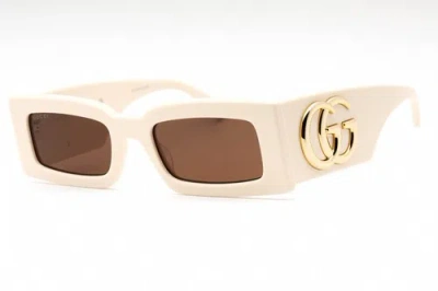 Pre-owned Gucci Gg1425s-004-53 Sunglasses Size 53mm 145mm 21mm Ivory Women In Brown