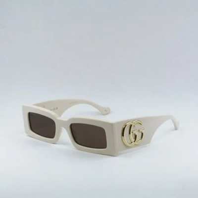 Pre-owned Gucci Gg1425s 004 Ivory/brown 53-21-145 Sunglasses