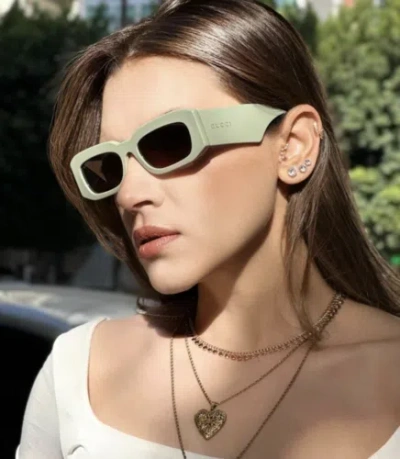 Pre-owned Gucci Gg1426s-004 Green Sunglasses
