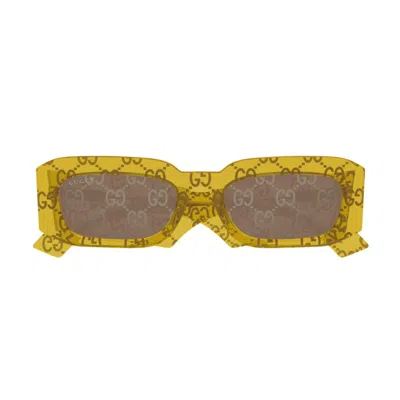 Gucci Gg1426s007 Yellow Yellow Brown In Gold