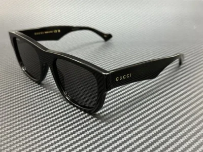 Pre-owned Gucci Gg1427s 001 Black Dark Grey Men's 53 Mm Medium Sunglasses In Gray