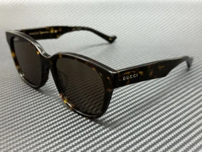 Pre-owned Gucci Gg1430sk 002 Havana Brown Men's Large 57 Mm Sunglasses