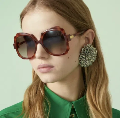 Pre-owned Gucci Gg1431s-002 Havana Sunglasses In Brown