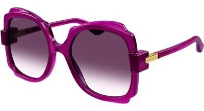 Pre-owned Gucci Gg1431s-003-57 Violet Violet Violet In Purple