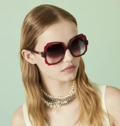 Pre-owned Gucci Gg1431s-003 Violet Sunglasses In Purple