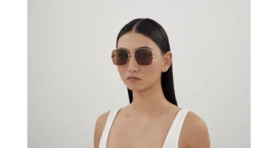 Pre-owned Gucci Gg1434s-004 Gold Sunglasses