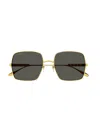 Gucci Rectangle Frame Sunglasses Sunglasses In 001 Gold Gold Grey