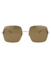 Gucci Gold Acetate Sunglasses In Brown