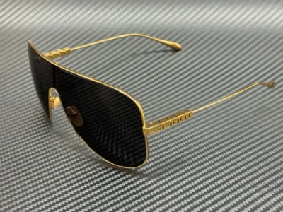 Pre-owned Gucci Gg1436s 001 Gold Grey Women's 72 Mm Large Sunglasses In Gray