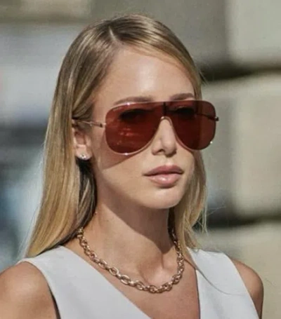 Pre-owned Gucci Gg1436s-003-99 Red Gold Sunglasses In Red Gold Flash Logo