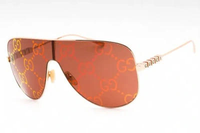 Pre-owned Gucci Gg1436s-003-99 Sunglasses Size 99mm 135mm 1mm Gold Women In Red