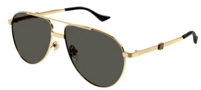 Pre-owned Gucci Gg1440s-001 Aviator Gold In Gray