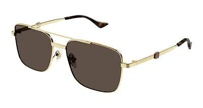 Pre-owned Gucci Gg1441s-002 Gold Sunglasses In Brown