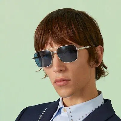 Pre-owned Gucci Gg1441s-003 Silver Sunglasses In Blue