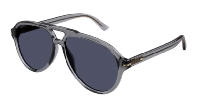 Pre-owned Gucci Gg1443s-005 Pilot Grey In Blue