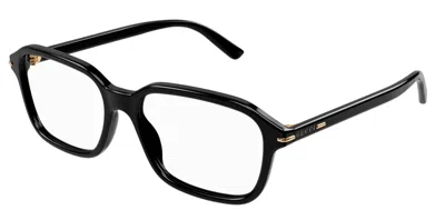 Pre-owned Gucci Gg1446o 001 Black Rectangular Men's Eyeglasses In Clear